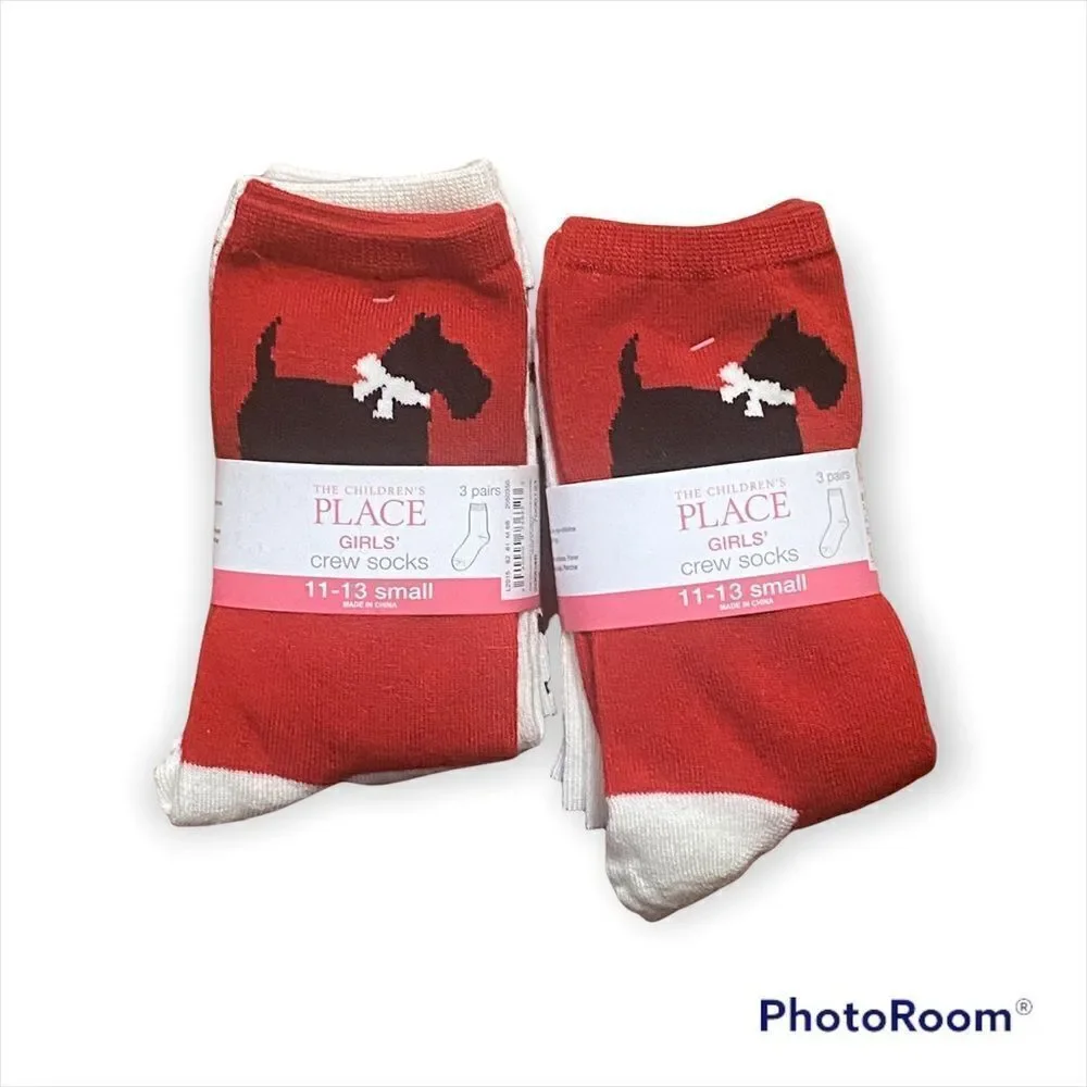 TWO Cute NEW WITH TAGS THE CHILDRENS PLACE‎ GIRLS CREW SOCKS SIZE 11-13 small